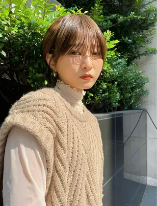 ショート カラー ボブ/縮毛矯正/ レイヤー/塚田のヘアスタイル