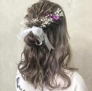 セミロング カラー パーマ ヘアアレンジ メンズ 艶ピンク*ヘアセット 🌙shioriのヘアスタイル