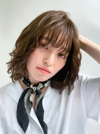 ミディアム パーマ 銀座No.1髪質改善 縮毛矯正/本木のヘアスタイル