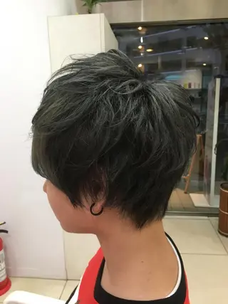 ショート カラー メンズ 髪質改善× ハイライト溝江のヘアスタイル