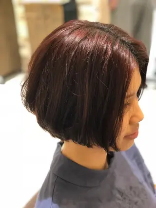 ショート カラー パーマ ヘアアレンジ 【ツヤ髪美容師】 ツダケイスケのヘアスタイル