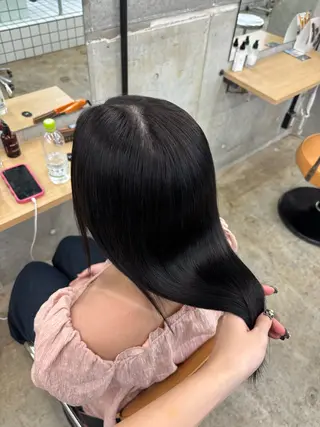 セミロング カラー ダメージレスカラー 縮毛MISAKI🦋のヘアスタイル