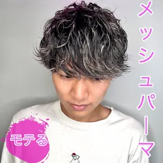 ミディアム カラー パーマ ヘアアレンジ メンズ 二ヶ月綺麗が続く デザイン/星野六三四のヘアスタイル