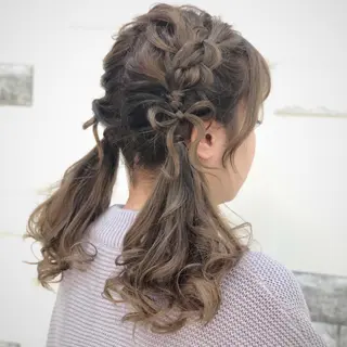 セミロング ヘアアレンジ これた🧸ヘアメ職人 ♡髪質改善♡カラーのヘアスタイル