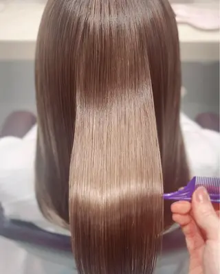 セミロング カラー パーマ suzuka/透明感 カラー 美髪縮毛矯正のヘアスタイル