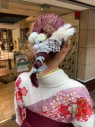 ミディアム カラー ヘアアレンジ ✨髪質改善矯正× ブリーチ✨YU-KIのヘアスタイル