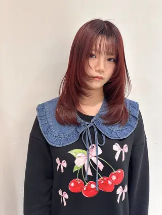 セミロング カラー ill.所属・ill［イル］大須 ダブルカラー髪質改善のヘアスタイル