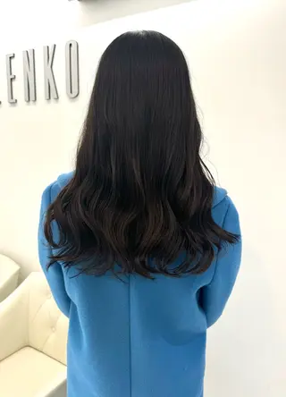 ロング カラー パーマ デジタルパーマ/ コテ巻き風パーマのヘアスタイル