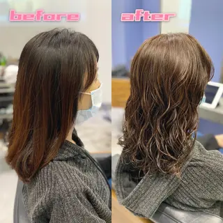 セミロング カラー パーマ ブリーチ縮毛矯正/ デサキ ショウヘイのヘアスタイル