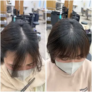 パーマ ちほ/顔周りレイヤー /ベージュカラーのヘアスタイル