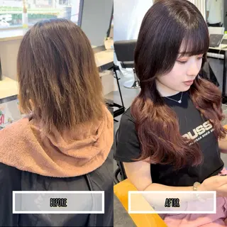 ミディアム カラー プルエクステ/透明感 カラー✨KAZUKIのヘアスタイル