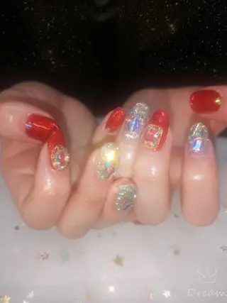 ネイル ミディアム フィルイン、長さ出し 深爪矯正のネイルデザイン