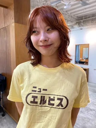 ミディアム カラー 永田 愛莉のヘアスタイル