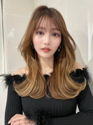 ミディアム 艶カラー/髪質改善 顔まわり/内藤　輝のヘアスタイル