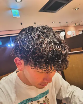ミディアム メンズ 焼津メンズパーマ特化 大石雄生のヘアスタイル