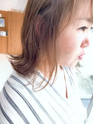 ミディアム カラー 白髪ぼかしハイライト 柳川拓哉のヘアスタイル