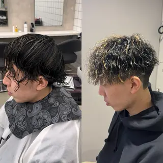 ショート カラー パーマ ヘアアレンジ メンズ 艶カラー の達人のヘアスタイル