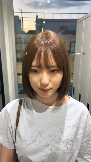 ミディアム おしゃれボブ/暖色 カラー🧶いろはのヘアスタイル