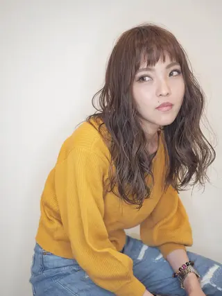 セミロング カラー 髪質改善/イルミナ/ 城崎のヘアスタイル