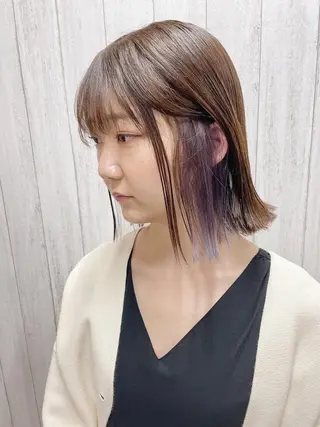 ミディアム カラー ケアブリーチ /髪質 改善/古橋圭史郎のヘアスタイル