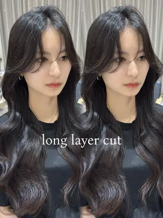 ロング カラー レイヤーカット❤︎ 韓国ヘア❤︎YUKAのヘアスタイル