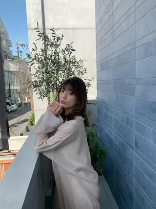 セミロング コテ巻きパーマ/韓国 パーマ/佐野のヘアスタイル