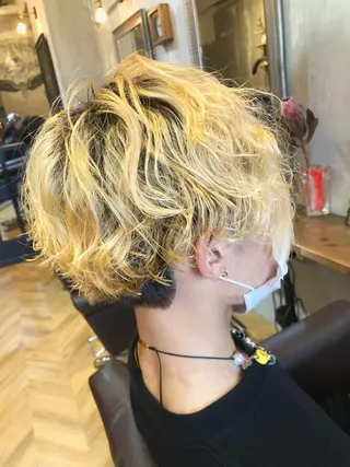 ミディアム パーマ メンズ エクステ指名No.1 【店長】橘田のヘアスタイル