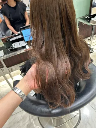 ロング カラー コテ巻き風パーマ✨ 韓国ヘア🤎近下菜央のヘアスタイル