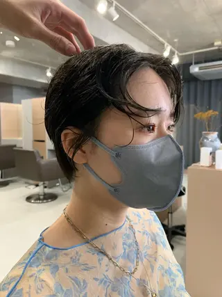 ショート カラー ボブパーマコテ巻き風 パーマNo1深江秀平のヘアスタイル