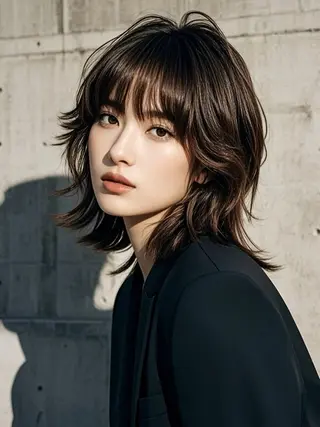 ミディアム ウルフカット 811 大阪梅田 ウルフのヘアスタイル