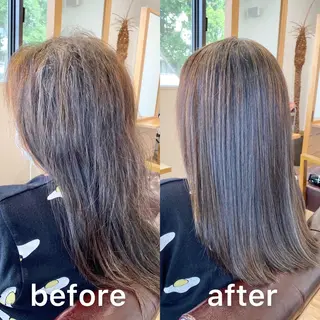 セミロング パーマ KIZU 髪質改善 オカルト怪談のヘアスタイル