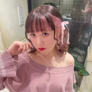 ミディアム カラー 💖ブリーチ/暖色 𝐘𝐮𝐢💖のヘアスタイル