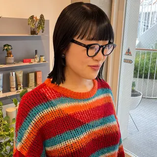 ミディアム casane所属・暖色・前髪カット 🎗️佐藤ゆみこのヘアスタイル