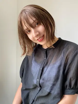 ミディアム カラー 店長/mao/ 前髪/顔周りカットのヘアスタイル