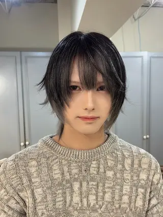 ミディアム カラー メンズ 艶レイヤー/ウルフ屋 さん🐺Mari🪽のヘアスタイル