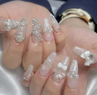 ロング 波 なみのネイルデザイン