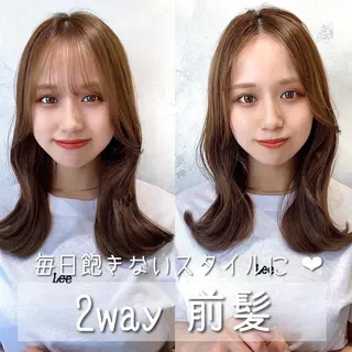セミロング カラー 顔周り/くびれヘア 韓国ヘア💕風間るなのヘアスタイル