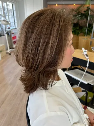 セミロング カラー パーマ ヘアアレンジ トップスタイリスト 💙藤原 純のヘアスタイル