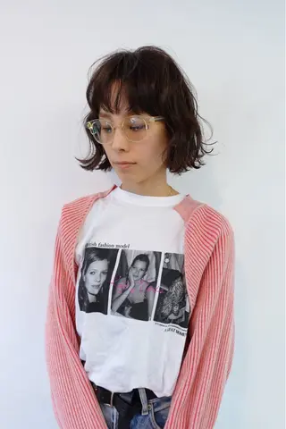 ミディアム パーマ 顔周りレイヤー/韓国 ブリーチminamiのヘアスタイル