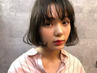 ショート パーマ 顔周りレイヤー/韓国 ブリーチminamiのヘアスタイル