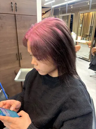 ミディアム カラー 藤原快斗/レイヤー /ウルフ/ハイトーンのヘアスタイル