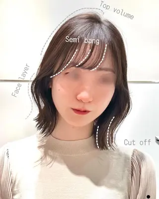 ミディアム カラー パーマ ヘアアレンジ 小野寺瑞希 /最小顔カットのヘアスタイル