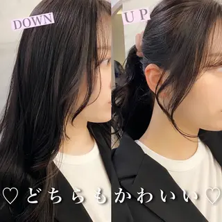 ロング カラー ヘアアレンジ 上品♡韓国レイヤー ‎🤍のの‎🤍のヘアスタイル