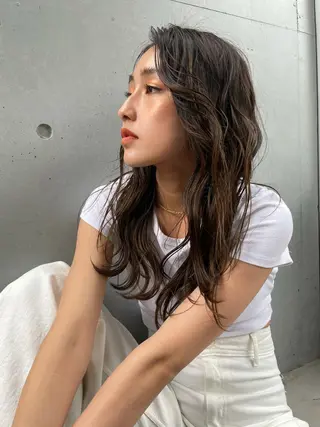 セミロング カラー パーマ ナガミネアリサ/ 学芸大学/海外ヘアのヘアスタイル