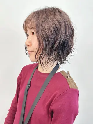ミディアム パーマ 小顔ボブ/お悩み解決 /ボブパーマ/とういのヘアスタイル