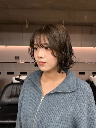 ミディアム パーマ 似合わせショート/ パーマ‪/表参道のヘアスタイル