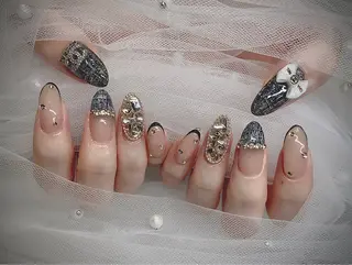 ネイル I-nailロング /ワンホン/キラキラのネイルデザイン