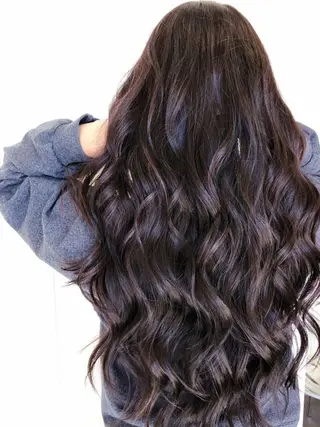 ロング カラー パーマ ヘアアレンジ チビ編み込みエクステ シールEXどぅ〜すのヘアスタイル