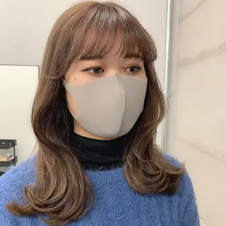 ミディアム カラー 透明感/オリーブ/ グレージュ/YUKAのヘアスタイル