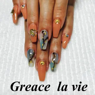 ロング カラー パーマ ヘアアレンジ キッズ ネイル マツエク・マツパ Greace la vie所属・Greace  la vieのネイルデザイン